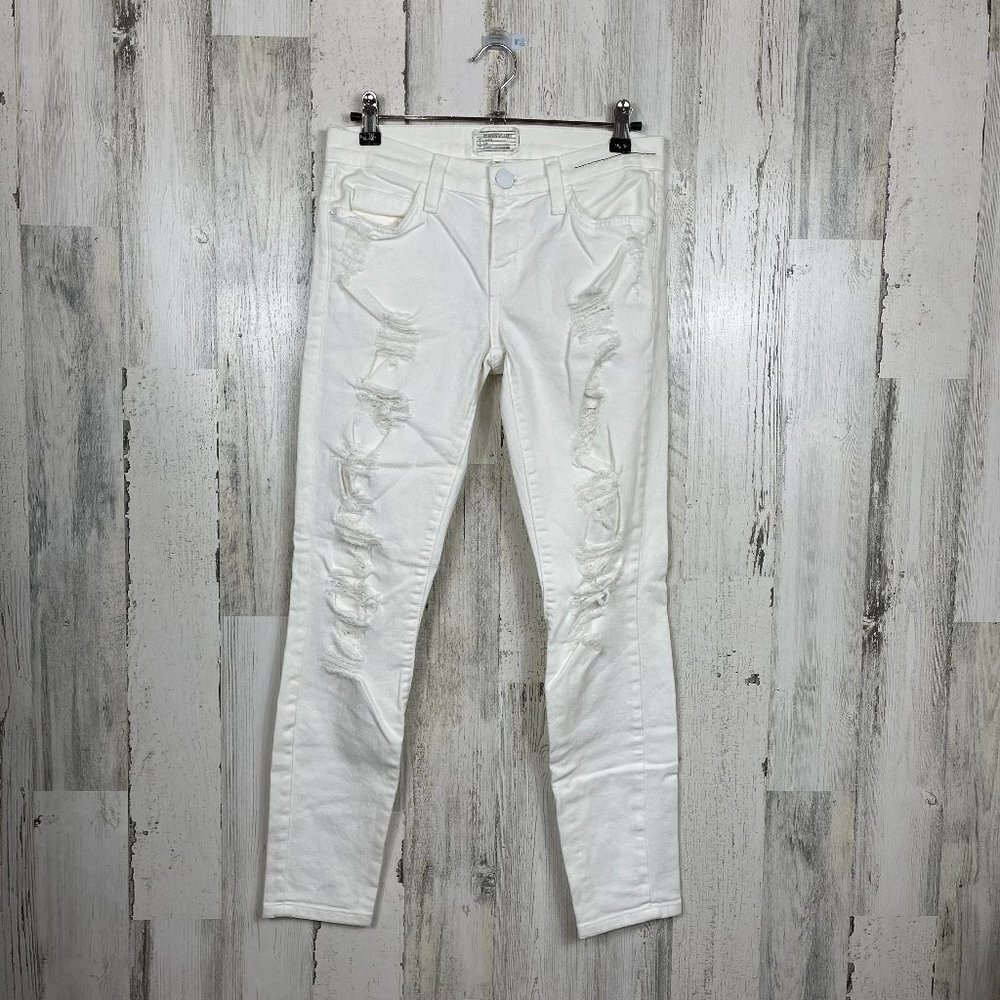 Current Elliott the Stiletto skinny jeans distressed‎ ripped white size 25